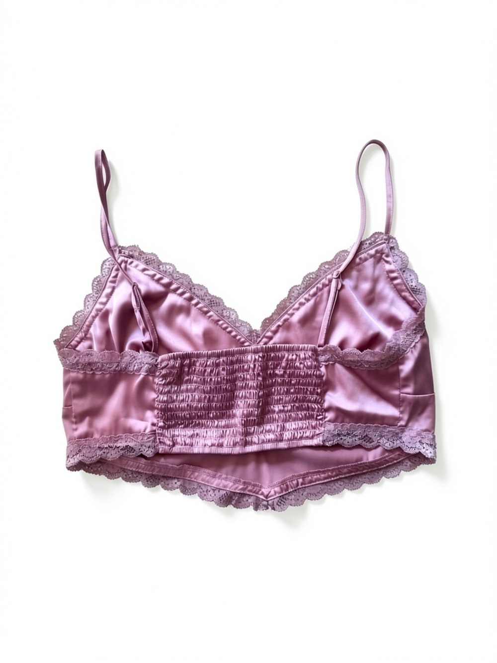 Y2K Garage Satin Lace Bralette | Lilac | Festival  Size Medium - Picture 2 of 4